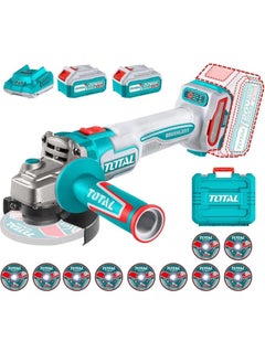 TOTAL TOTAL 20V Cordless Brushless Angle Grinder – 115mm, 1000W with 2×4.0Ah Batteries, Fast Charger & 10 Metal Cutting Discs – Ideal for Cutting, Grinding, and Metalwork – With Carrying Case  - Image 2