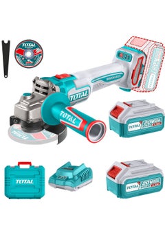 TOTAL TOTAL 20V Cordless Brushless Angle Grinder – 115mm, 1000W with 2×4.0Ah Batteries, Fast Charger & 10 Metal Cutting Discs – Ideal for Cutting, Grinding, and Metalwork – With Carrying Case  - Image 3