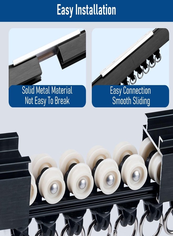 YMDparts نظام مسار ستارة سقفية أو جدارية سوداء بطول 18 قدمًا، سكة ستارة سقفية، فاصل غرفة، مجموعة مسار ستارة سقفية مع خطافات، مناسبة لغرفة المعيشة، غرفة النوم، الحمام - Image 4