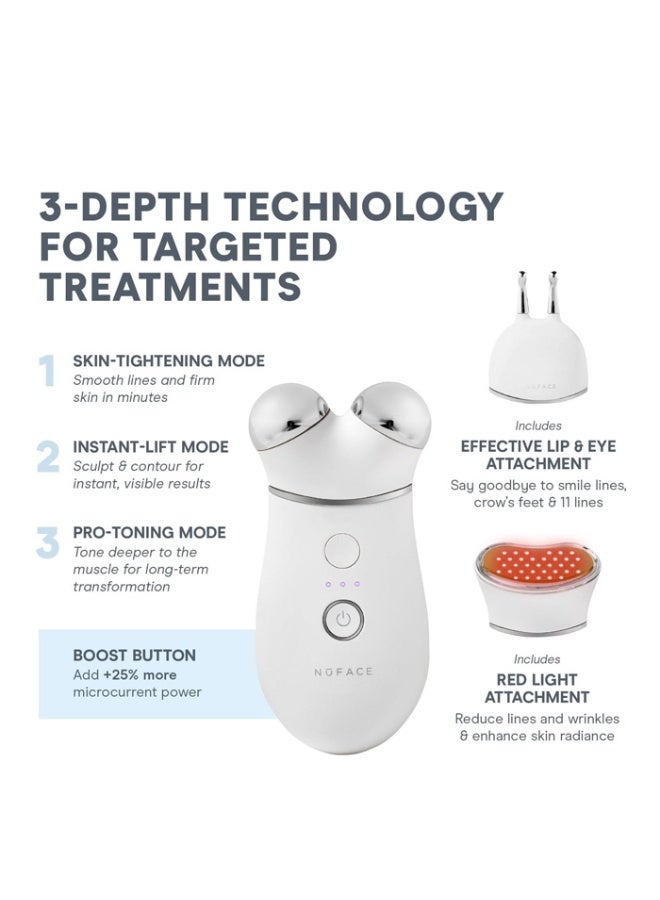 نوفيس مجموعة NuFACE TRINITY+ PRO الكاملة - لشدّ وتحديد وتوحيد لون بشرتك - جهاز ذكي متطور لشدّ الوجه - تتضمن ملحقات (ELE + TWR)، وفرشاة تنظيف، وكريم حريري، وجل مائي - Image 5