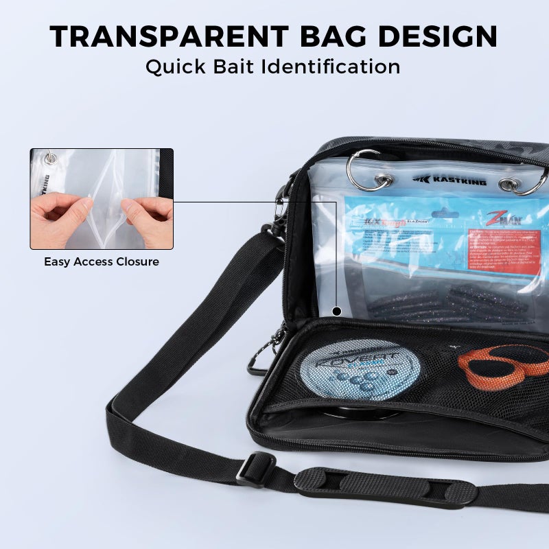 KastKing BaitSpace Detachable Bait Binder Tackle Bag â€“ Large Clear Sleeves, Durable 900D Water-resistant Fabric, Soft Plastic Bait Storage For Hooks, Sinkers & Fishing Accessories - Image 4