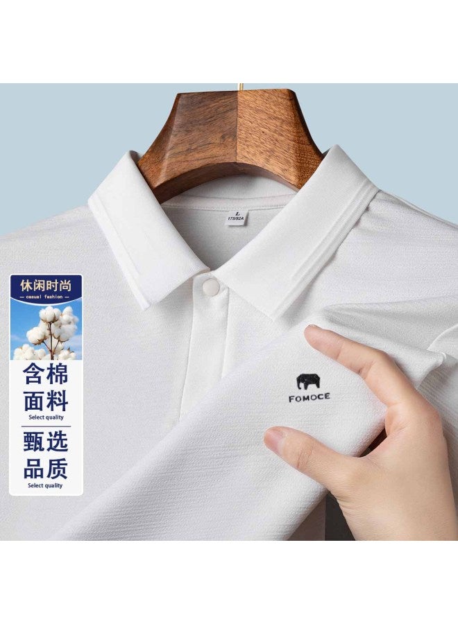 Fomoce summer Fashion Men's Casual Short Sleeve Polo Shirt With Turn-down Collar - Image 2