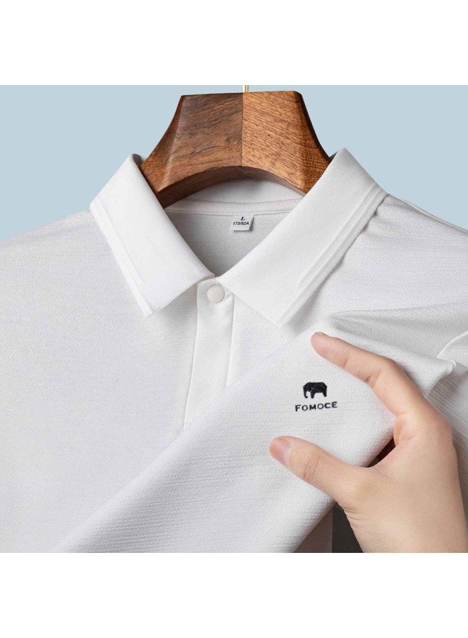 Fomoce summer Fashion Men's Casual Short Sleeve Polo Shirt With Turn-down Collar - Image 3