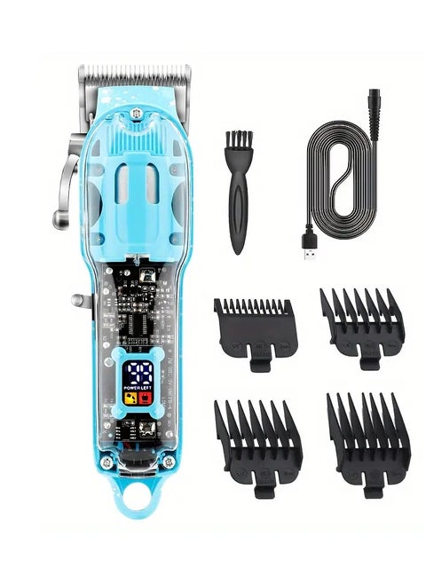 Stylish Retro Oil Head Hair Clipper - Professional Electric Beard Trimmer with Enhanced Transparency & Precision LCD Display