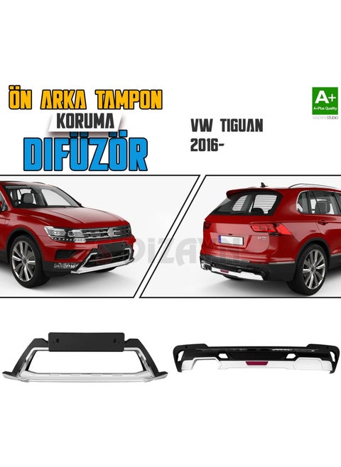 Tiguan 2 Front and Rear Bumper Protection Diffuser Set 2016 onwards A+ Quality