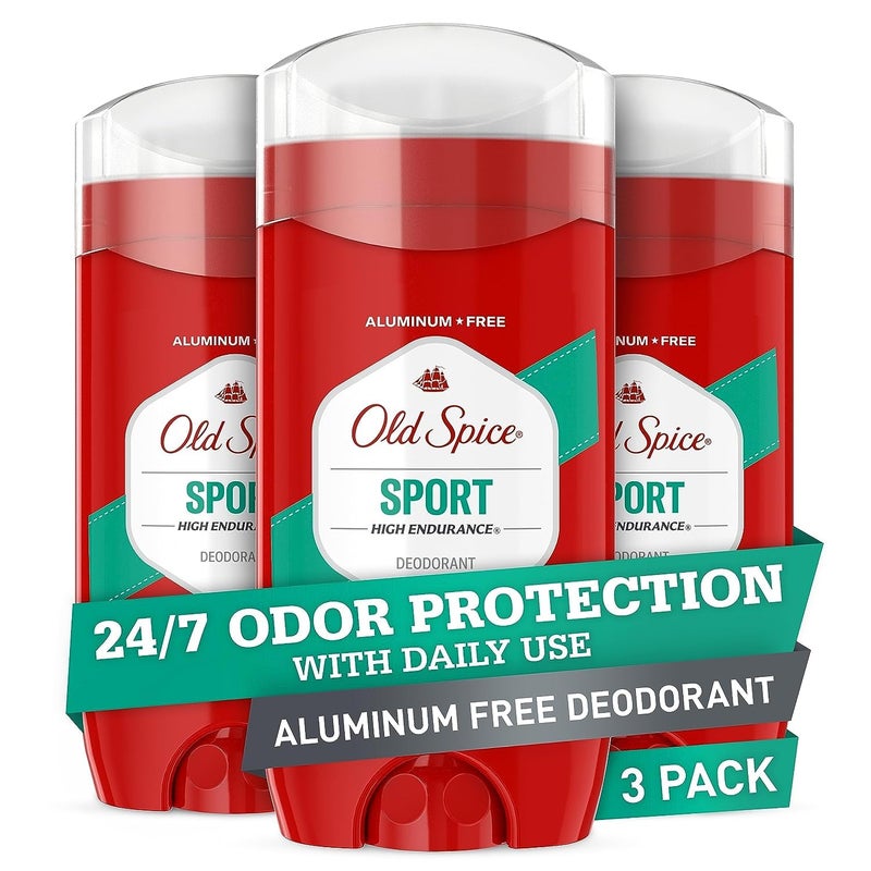 Old Spice Aluminum Free Deodorant For Men, High Endurance, 24/7 Sweat Defense & Odor Protection, 24/7 Freshness & Lasting Scent, Sport Scent, 3.0 oz (Pack of 3) - Image 1