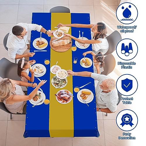 OHOME 4 Pack Disposable Plastic Table Cloths for Parties,Royal Blue and Gold Rectangle Table Covers for Graduation Wedding Birthday Fathers Day Decorations | Christmas Decorations 54" x 108" - Image 4