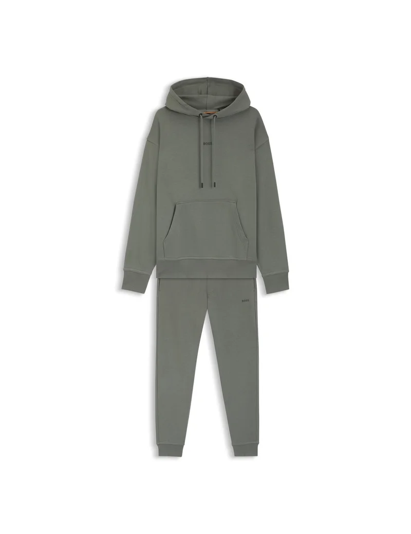 BOSS Open Grey Cotton-terry tracksuit set with contrast logos for Men | Best Price UAE