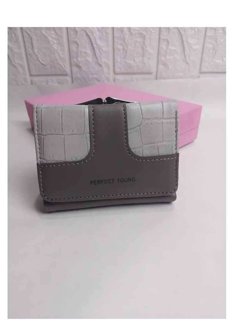 leather women's wallet High Quality Grey  - Image 1