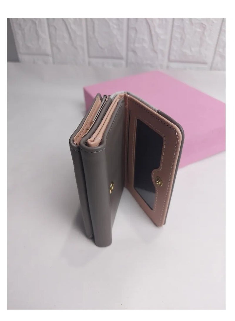 leather women's wallet High Quality Grey  - Image 2