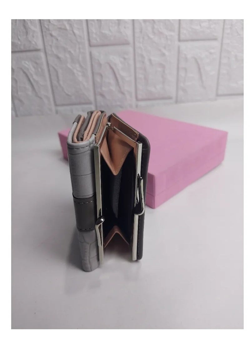 leather women's wallet High Quality Grey  - Image 3