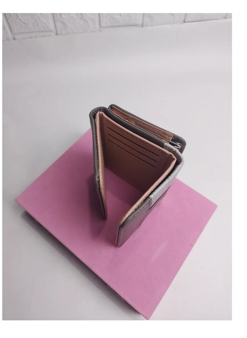leather women's wallet High Quality Grey  - Image 4