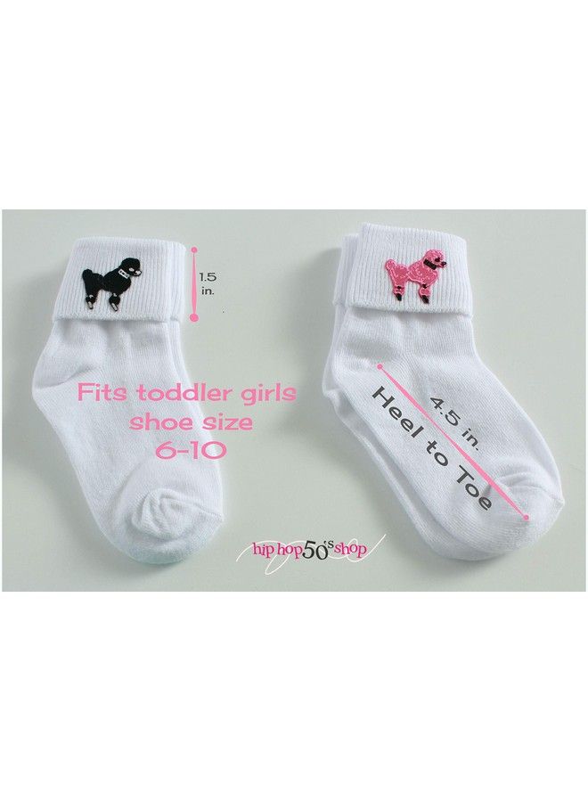 1950S Toddler Poodle Skirt With Scarf, Bobby Socks, And Glasses, 4 Piece Halloween Or Pretend Play Costume Set Hot Pink  - Image 5