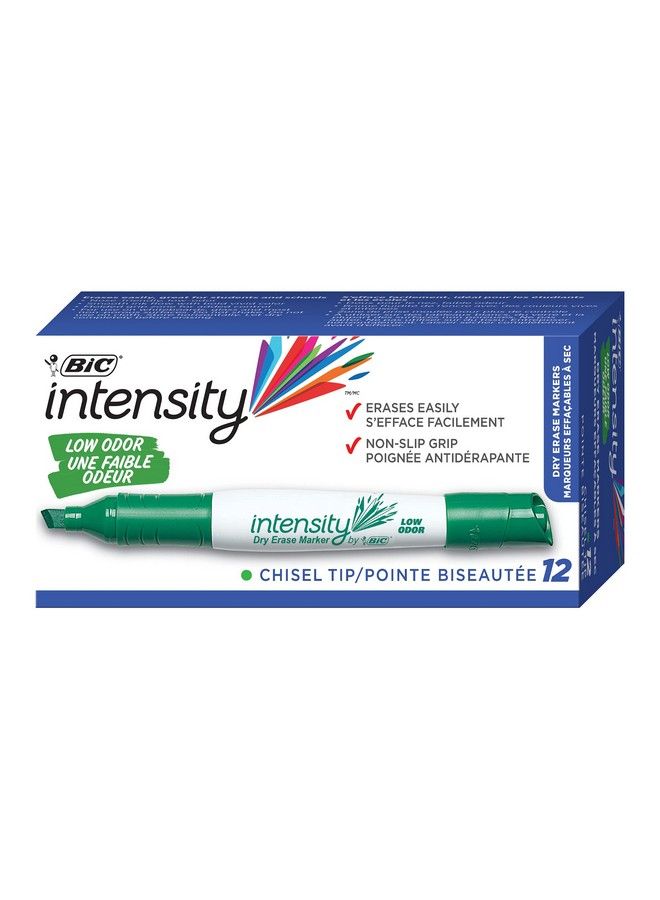 Bic علامة مسح جاف برائحة منخفضة 12 عبوة طرف مائل أخضر تمسح بشكل نظيف غير سامة - Image 1