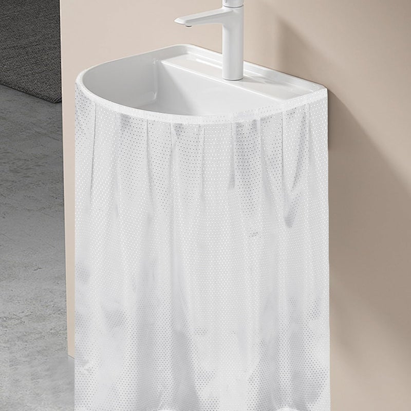 Waterproof floor-type sink curtain non-perforated self-adhesive 55 x 32 inch white sink curtain - Image 1