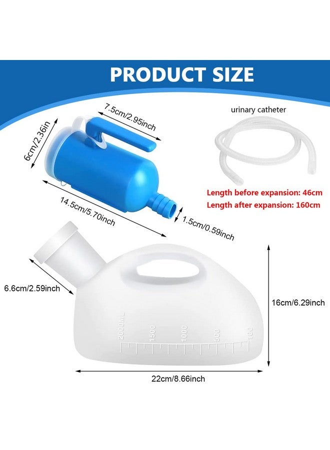 Hannea مجمع البول HANNEA® للرجال، وعاء بول سعة 2000 مل مع أنبوب بطول 5.2 قدم، زجاجة بول خارجية قابلة لإعادة الاستخدام ومضادة للتسرب، إبريق بول للرجال للرحلات والسيارات والتخييم للأطفال والبالغين - Image 2