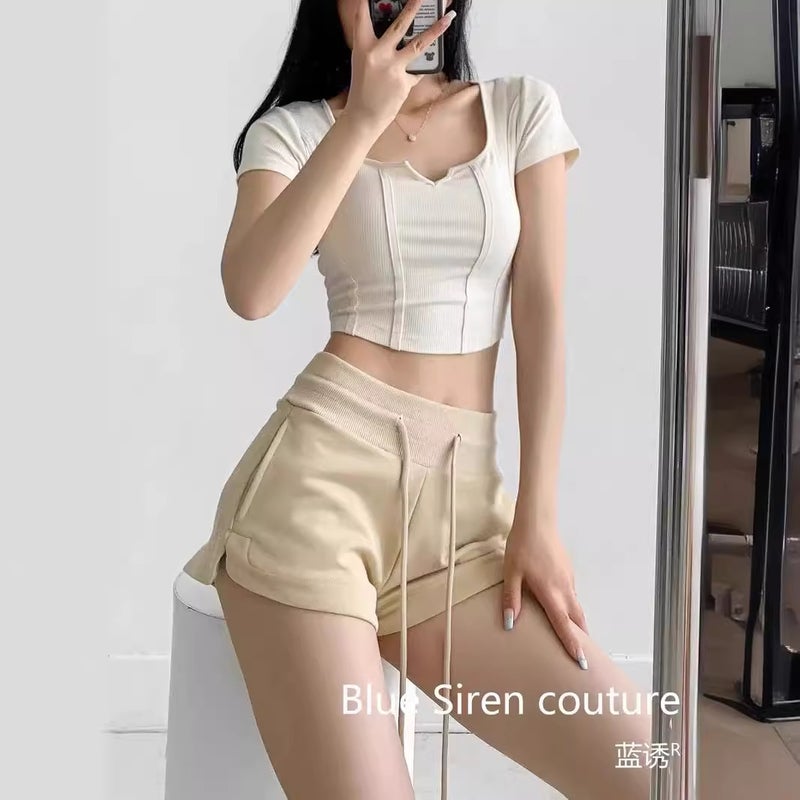 American Retro Casual Shorts Women's Summer Thin 2024 New High Waist Slim Fit Hot Pants for Little Hot Girls