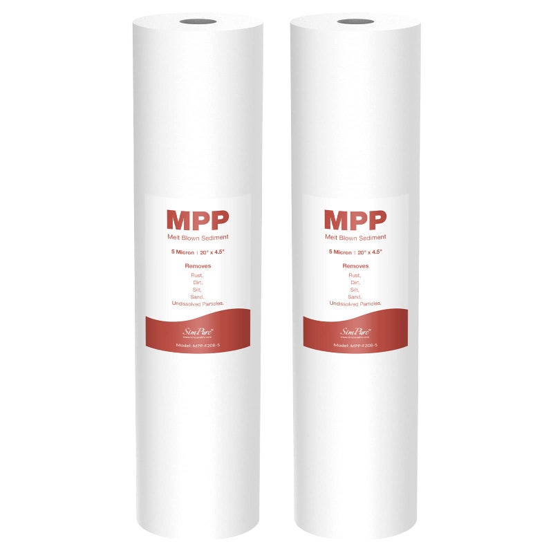5 Micron 20 Inch Big Whole House Sediment Water Filter 20 x 45 Water Filter Cartridge Replacement for SimPure DB20 Blue Housing WGB22B WGB32B AP802 BB20B BB20T 2Pack