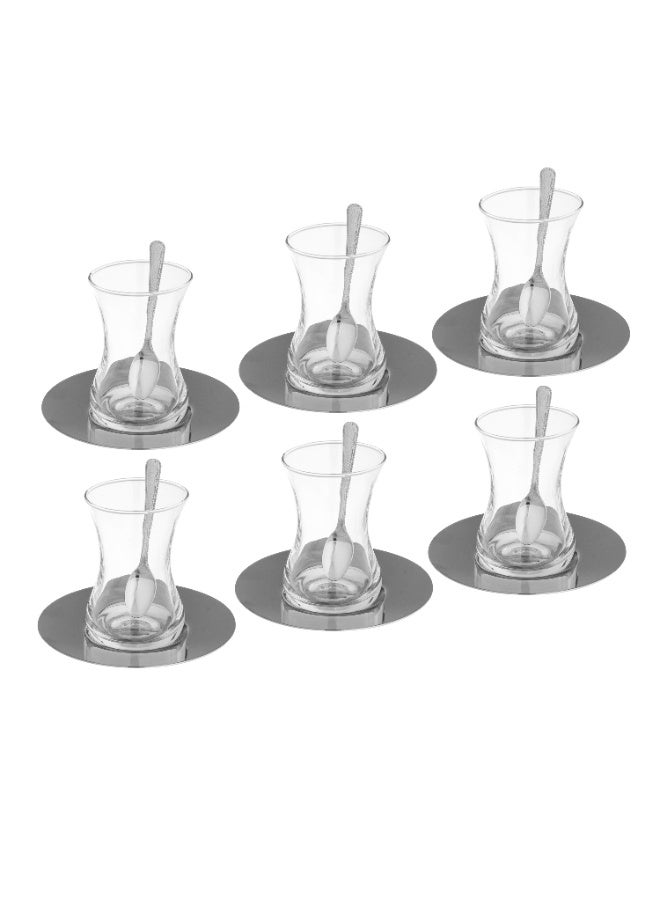 ماكسيما طقم شاي زجاج مع صحن ستيل 18 قطعة - Image 1