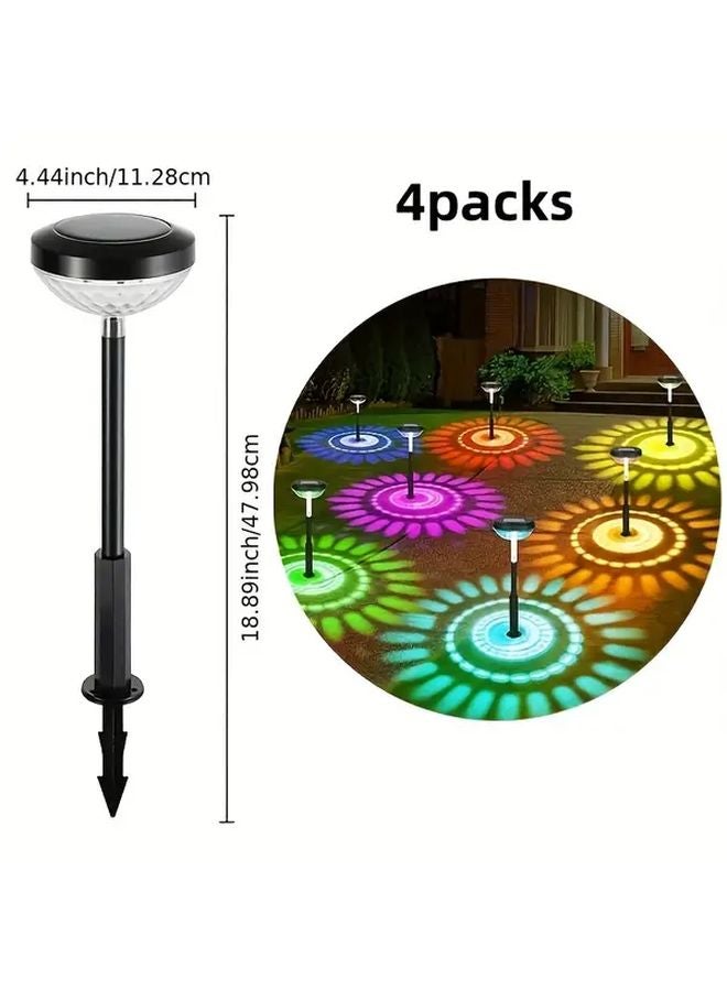 4 قطع أضواء مسارات شمسية بتدرج لوني دافئ، زينة ليد خارجية للحدائق - Image 1