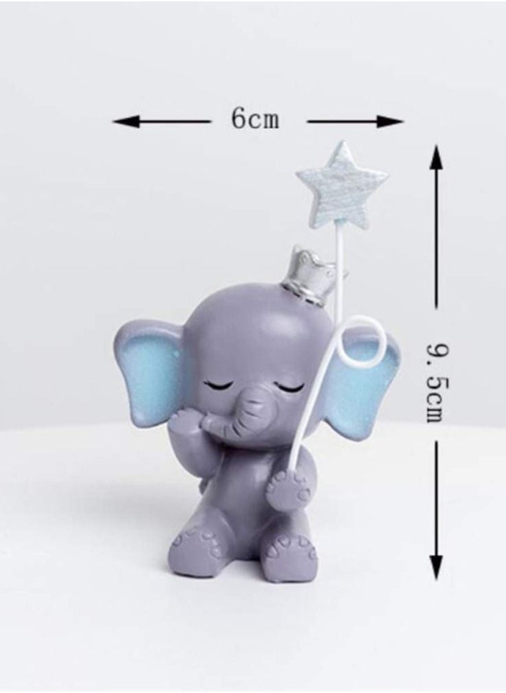 SYOSI - Elephant Cake Topper Resin Figurine, Cute Elephant Shape Ornament Statue Theme Birthday Party Decorations, Perfect for Baby Shower Cake Topper Design Party Decorations Supplies - Image 1
