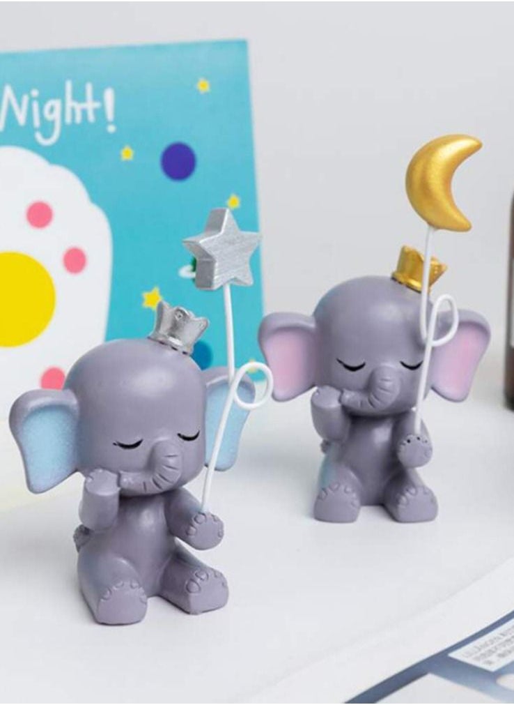 SYOSI - Elephant Cake Topper Resin Figurine, Cute Elephant Shape Ornament Statue Theme Birthday Party Decorations, Perfect for Baby Shower Cake Topper Design Party Decorations Supplies - Image 1