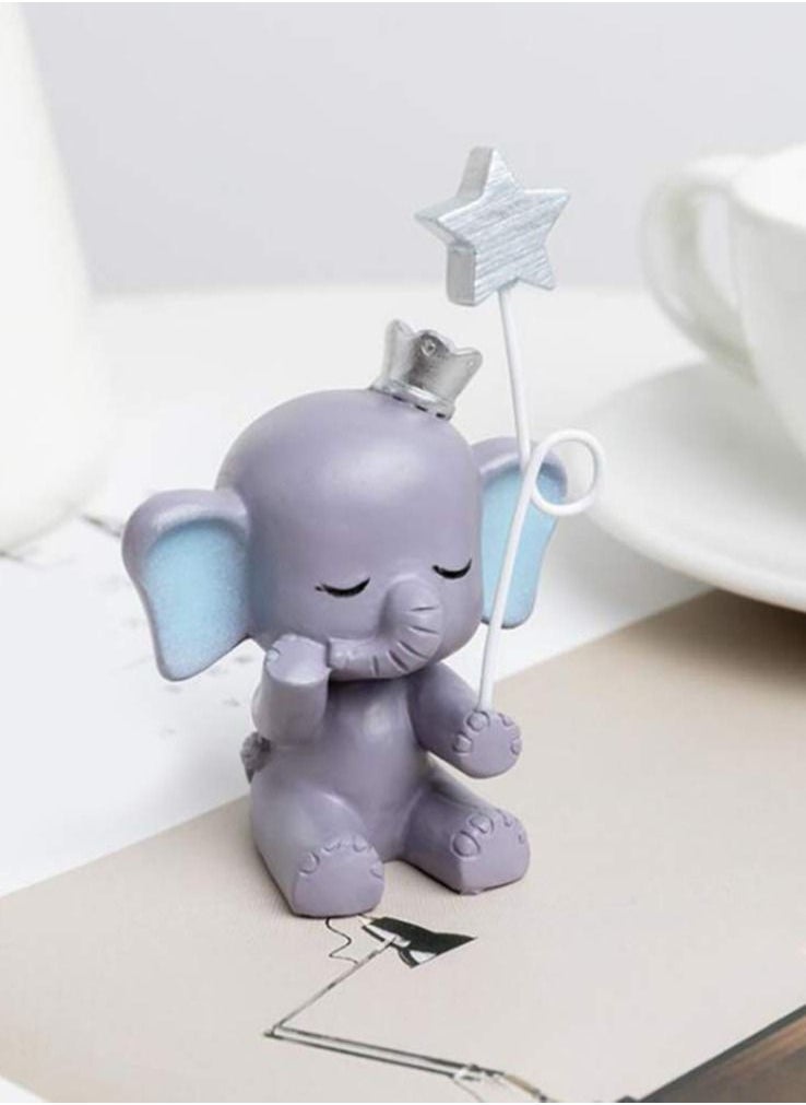 SYOSI - Elephant Cake Topper Resin Figurine, Cute Elephant Shape Ornament Statue Theme Birthday Party Decorations, Perfect for Baby Shower Cake Topper Design Party Decorations Supplies - Image 1