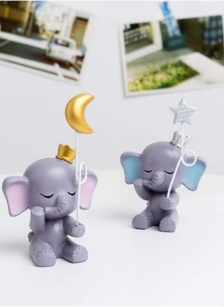 SYOSI - Elephant Cake Topper Resin Figurine, Cute Elephant Shape Ornament Statue Theme Birthday Party Decorations, Perfect for Baby Shower Cake Topper Design Party Decorations Supplies - Image 1