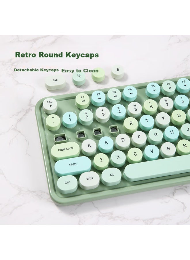 Mofii Sweet Wireless Retro Punk Keyboard And Mouse Set, Office Keyboard And Mouse Set, Mouse, Computer Keyboard, Laptop Keyboard, Green Mixed Color - Image 2