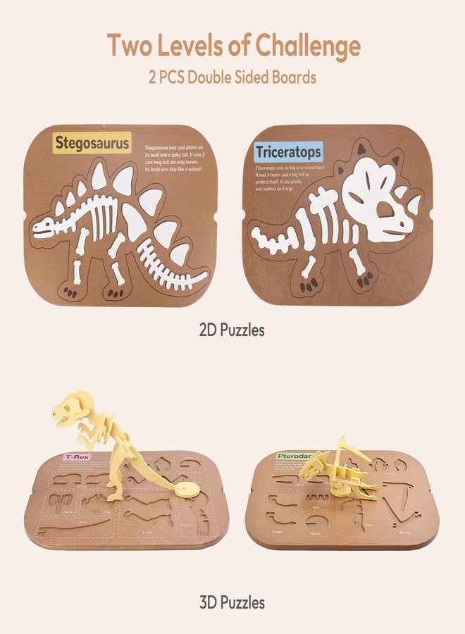 Woodtoe 2 PCS Dinosaur Sensory Table Inserts, Double-Sided Dinosaurs Puzzle for Flisat Trofast, 3D Wooden Dinosaur Puzzle, Sensory Sand & Water Table Accessories, Science Toys STEM Kits for Kid Age 3+ - Image 4