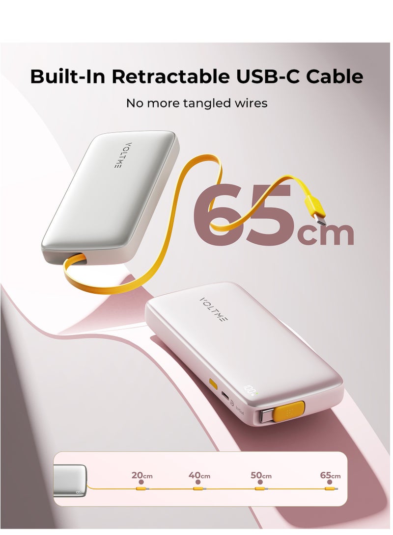 VOLTME 10,000mAh 30W Fast Charging Power Bank - Type-C PD Super Fast Charger, Built-in Retractable Cable, LED Digital Display, Slim Travel-Safe Quick Charge 3.0 Portable Battery Pack - USB-C Compatible for iPhone Air, iPhone 17/17 Pro/17 Pro Max, 16/15/14 Pro Max, Samsung S25/S24 Ultra, Pixel 8 Pro, Xiaomi 14, OnePlus 12, iPad Pro M4, MacBook Air M2, Galaxy Tab S9, Huawei P60 Pro, Sony Xperia 1V, Google Pixel Fold, Oppo Find X6 Pro, Realme GT3, Vivo X90 Pro and more (Sakura Pink) - Image 4