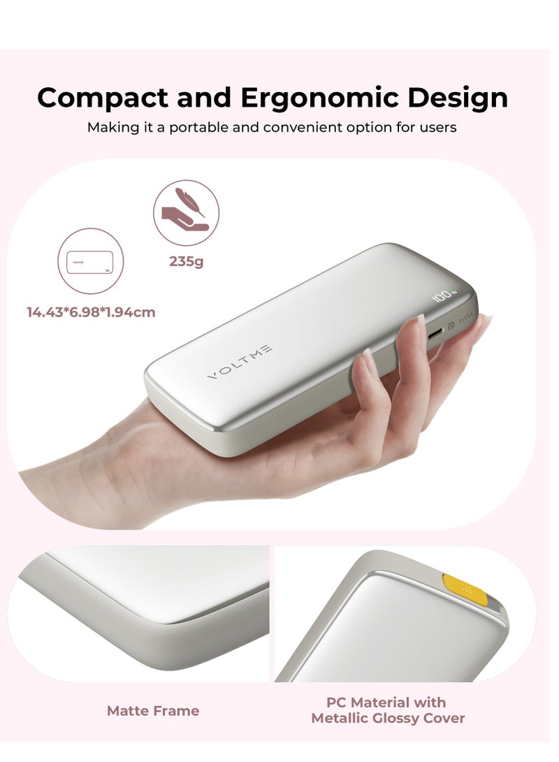 VOLTME 10,000mAh 30W Fast Charging Power Bank - Type-C PD Super Fast Charger, Built-in Retractable Cable, LED Digital Display, Slim Travel-Safe Quick Charge 3.0 Portable Battery Pack - USB-C Compatible for iPhone Air, iPhone 17/17 Pro/17 Pro Max, 16/15/14 Pro Max, Samsung S25/S24 Ultra, Pixel 8 Pro, Xiaomi 14, OnePlus 12, iPad Pro M4, MacBook Air M2, Galaxy Tab S9, Huawei P60 Pro, Sony Xperia 1V, Google Pixel Fold, Oppo Find X6 Pro, Realme GT3, Vivo X90 Pro and more (Sakura Pink) - Image 3