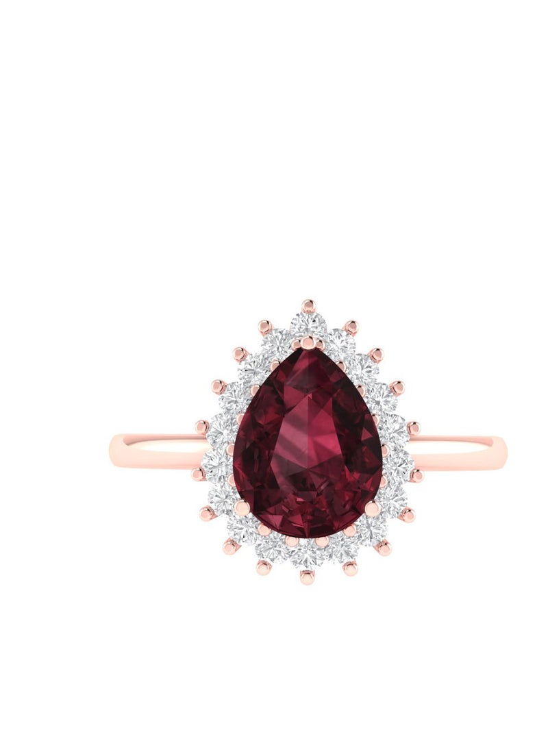 Capri Gold Diana Pear Garnet and Shimmering Diamond Ring in 18K Rose Gold  - Image 1