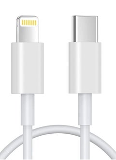كابل بمنفذ USB للشحن ونقل البيانات من Type-C إلى Lightning أبيض