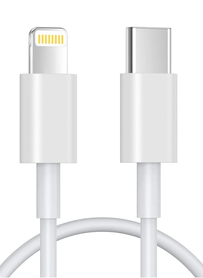 ماركة غير محددة كابل بمنفذ USB للشحن ونقل البيانات من Type-C إلى Lightning أبيض  - Image 1
