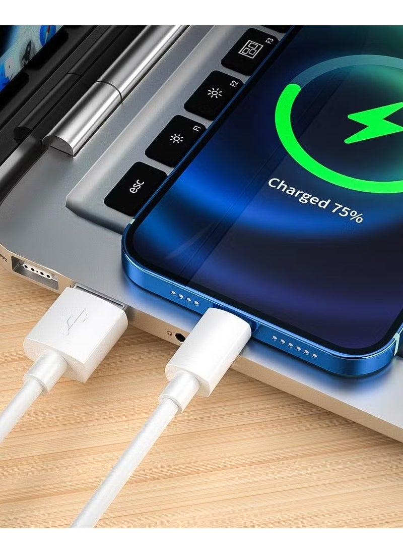 ماركة غير محددة كابل بمنفذ USB للشحن ونقل البيانات من Type-C إلى Lightning أبيض  - Image 2