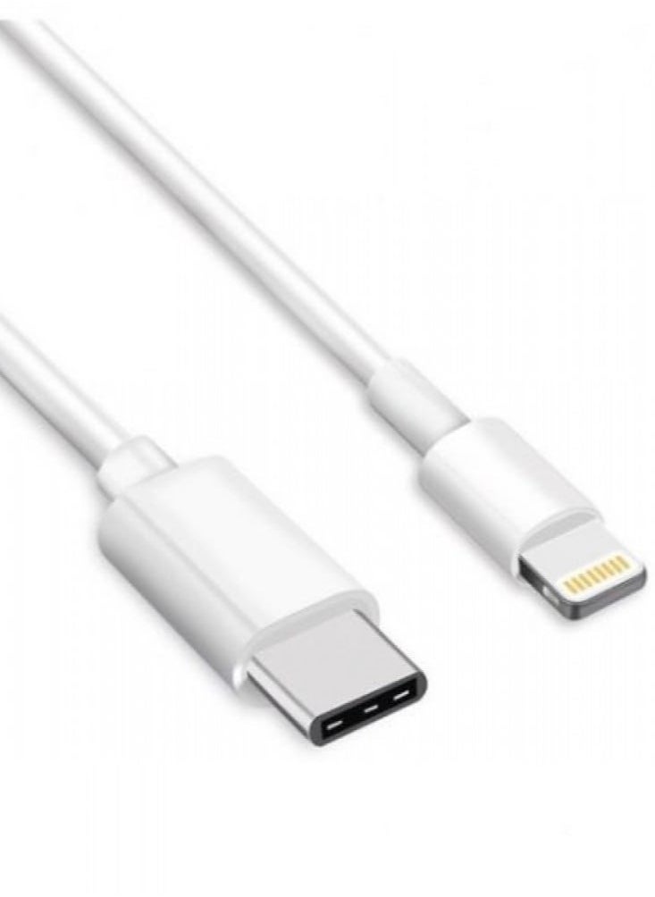 ماركة غير محددة - كابل بمنفذ USB للشحن ونقل البيانات من Type-C إلى Lightning أبيض - Image 1
