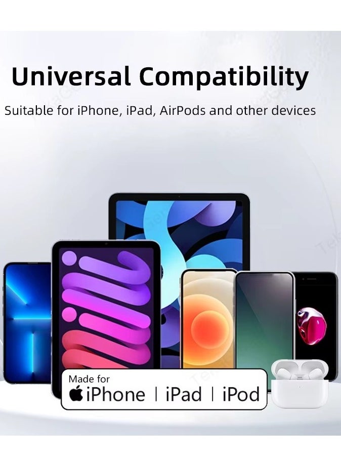 ماركة غير محددة - كابل بمنفذ USB للشحن ونقل البيانات من Type-C إلى Lightning أبيض - Image 1