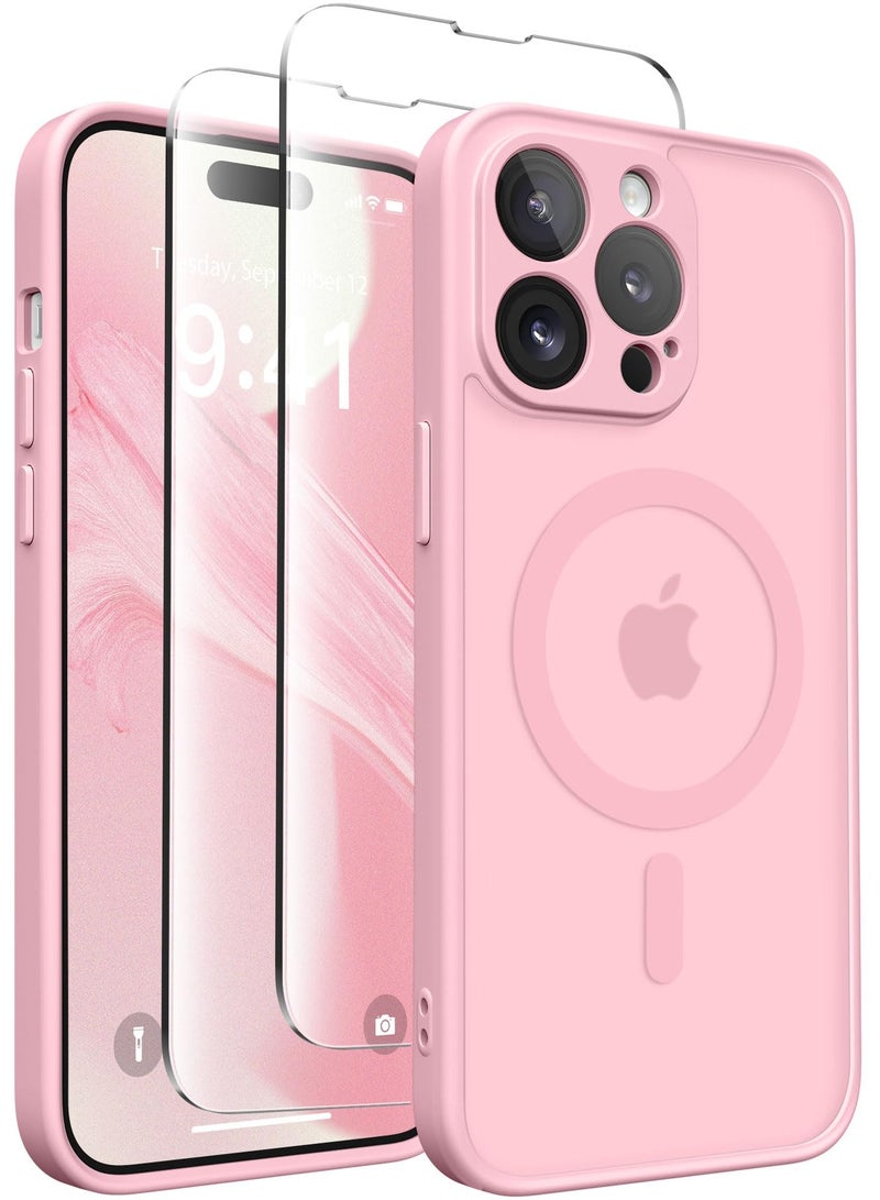 CAPRARO Magnetic for iPhone 14 Pro Case, [Compatible with MagSafe] [Full Camera Protection] Shockproof Protective Slim Translucent Matte Phone Case for iPhone 14 Pro 6.1'', Peach Pink - Image 1