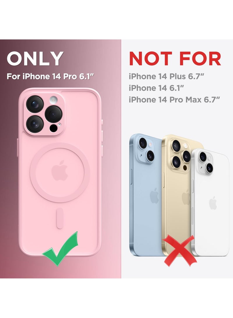 CAPRARO Magnetic for iPhone 14 Pro Case, [Compatible with MagSafe] [Full Camera Protection] Shockproof Protective Slim Translucent Matte Phone Case for iPhone 14 Pro 6.1'', Peach Pink - Image 2