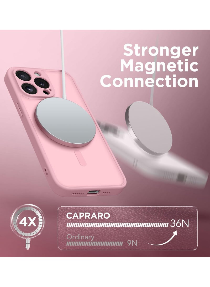 CAPRARO Magnetic for iPhone 14 Pro Case, [Compatible with MagSafe] [Full Camera Protection] Shockproof Protective Slim Translucent Matte Phone Case for iPhone 14 Pro 6.1'', Peach Pink - Image 4