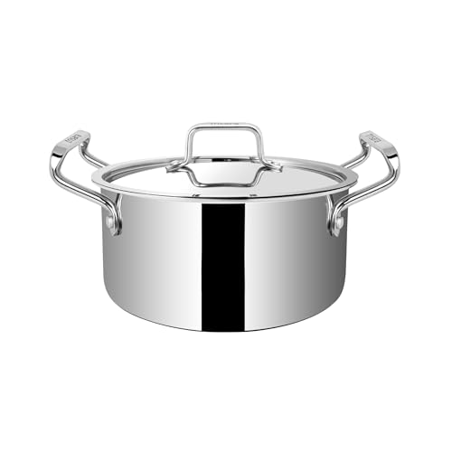 Trisara Triply Stainless Steel 20 cm Casserole with Lid | 3000 ml | Induction Friendly | Stock Pot/Handi/Biryani Pot | 3-Layer Durable Cookware for Even Heating - Image 2