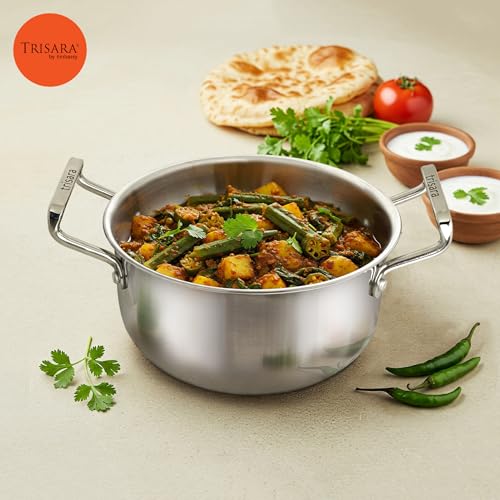 Trisara Triply Stainless Steel 20 cm Casserole with Lid | 3000 ml | Induction Friendly | Stock Pot/Handi/Biryani Pot | 3-Layer Durable Cookware for Even Heating - Image 4