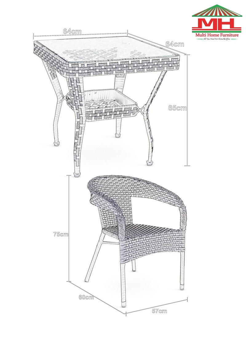 Multi Home Furniture Mhf Rattan Set- Table And Chairs Set- 1 Modern Round Table Chairs For Outdoor And Indoor Area- Dining Room- Kitchen- Coffeeshop Home Garden Mh-209-gr-blk 1+4  - Image 5