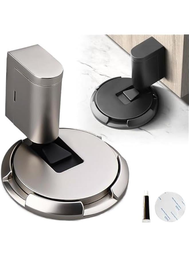 Generic Mechanical Floor Door Stopper,Wind-resistant Mechanical Silent Door Stop,2024 Upgrade Heavy Duty Adjustable Magnetic Door Stoppers,Magnetic Door Catch Holder Windproof Door Stopper (1, Brushed Nicke  - Image 1