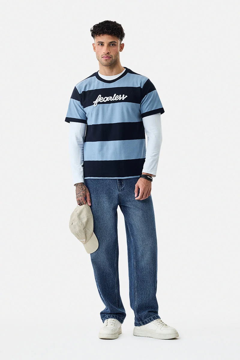 SNITCH Fearless Embroidered Stripes T-Shirt