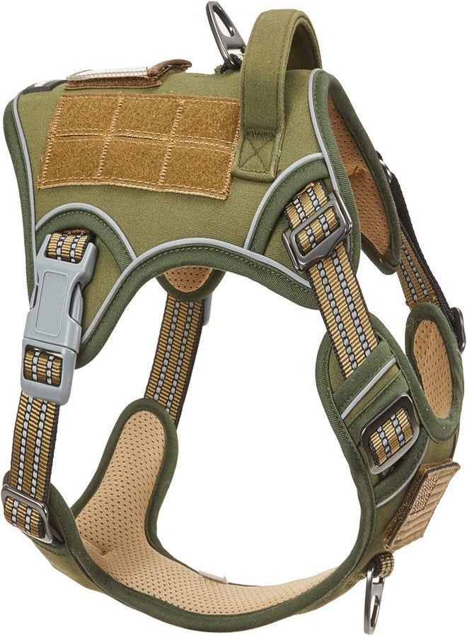 BUMBIN Tactical Dog Harness for Small Dogs No Pull, Famous TIK Tok No Pull Puppy Harness, Fit Smart Reflective Pet Walking Harness for Training, Adjustable Dog Vest Harness with Handle Green XS - Image 1
