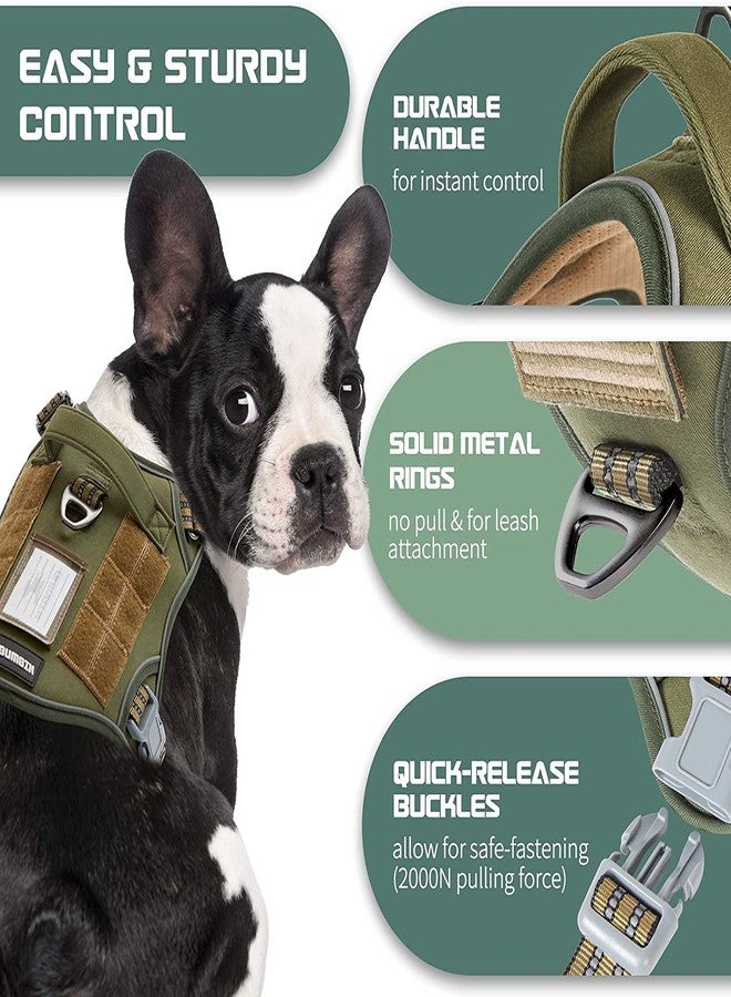 BUMBIN Tactical Dog Harness for Small Dogs No Pull, Famous TIK Tok No Pull Puppy Harness, Fit Smart Reflective Pet Walking Harness for Training, Adjustable Dog Vest Harness with Handle Green XS - Image 3