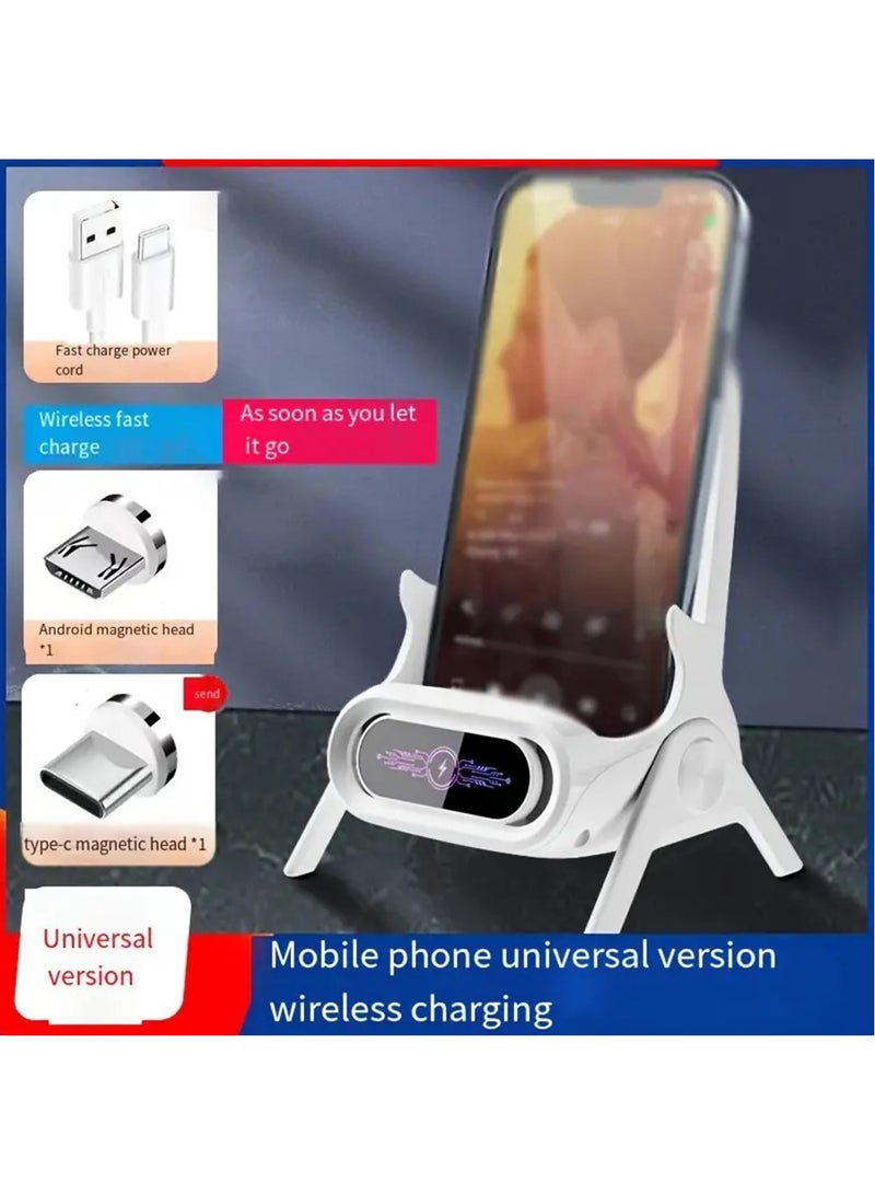 Hihonor Portable Mini Chair Wireless Charger Phone Holder, Mini Chair Wireless Fast Charger Multifunctional Phone Holder, Multifunctional Wireless Fast Charging Station, White  - Image 1
