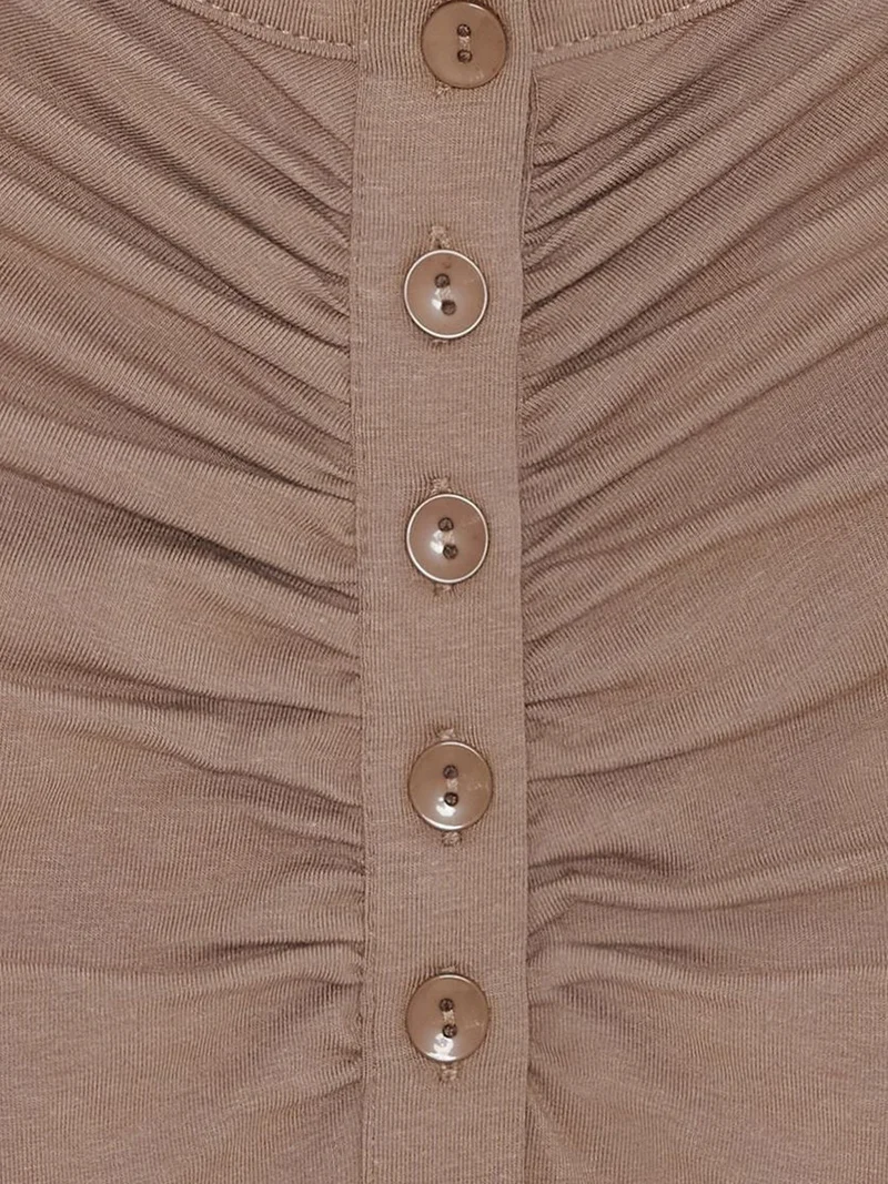 Dilvin Beige Natural DILVIN Slim-fit Boat Neck Bodysuit Blouse for Women | Best Price UAE